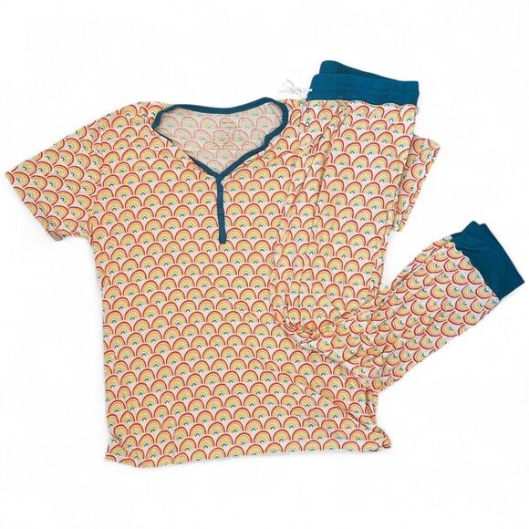 Little Sleepies Women’s Primary Rainbows PJs XXL Pajama Set Bamboo Matching - Picture 2 of 6